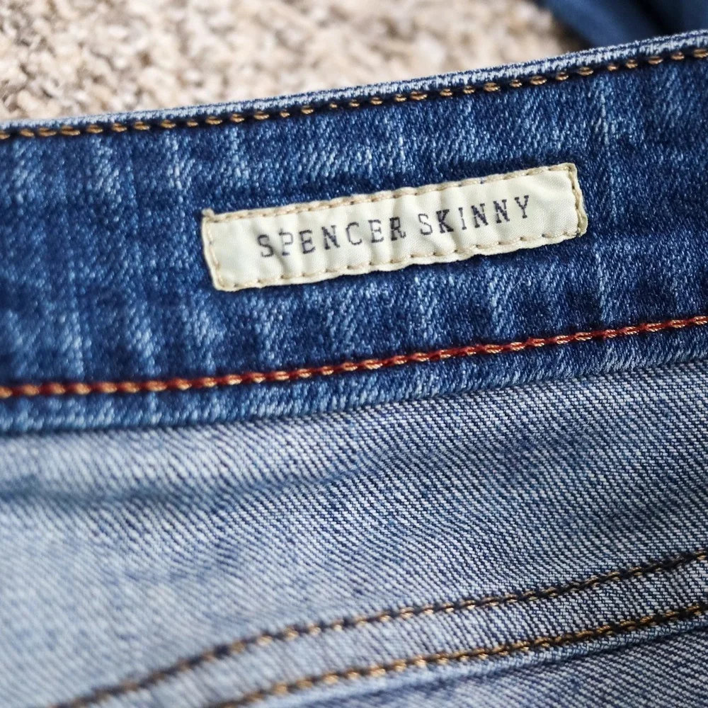 Polo Ralph Lauren Spencer Skinny‎ Mens 34x32 Blue Distressed Flag Denim Jeans